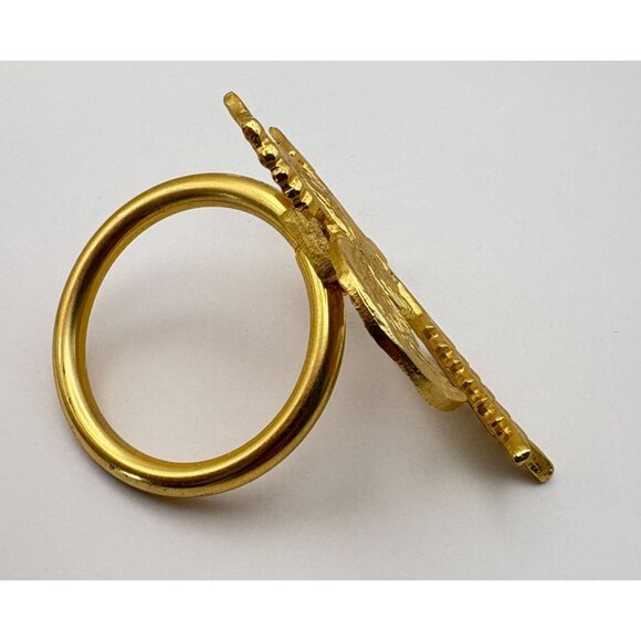 Rooster Napkin Rings Set of 4 Gold Tone Weathervane Rustic Farmhouse Barn Chic - Picture 5 of 7